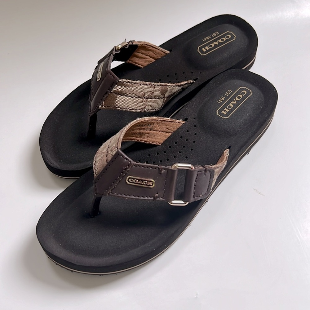 Coach Khaki Chestnut w/Signature C Pattern Sandals; size 5.5 - Picture 4 of 5
